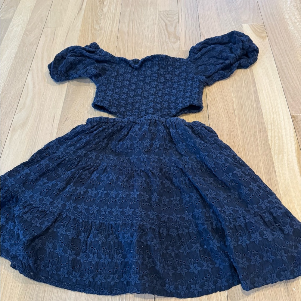Katie Jay NYC Midnight Blue Kids Dress with Floral Pattern - Picture 3 of 4